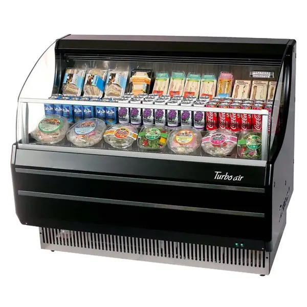 Turbo Air TOM-50SB-N Open Display Horizontal Merchandiser 50-Inch L Slim Line-Black (Discontinued)