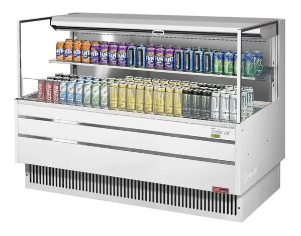 Turbo Air TOM-60L-UF-W-2S-N, 58-inch Horizontal Low Profile White Open Display Case, 1 Shelf
