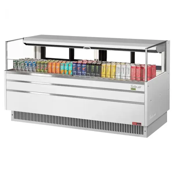 Turbo Air TOM-72L-UFD-W-1S-N, 71-inch Low Profile White Open Display Case, Rear Sliding Door