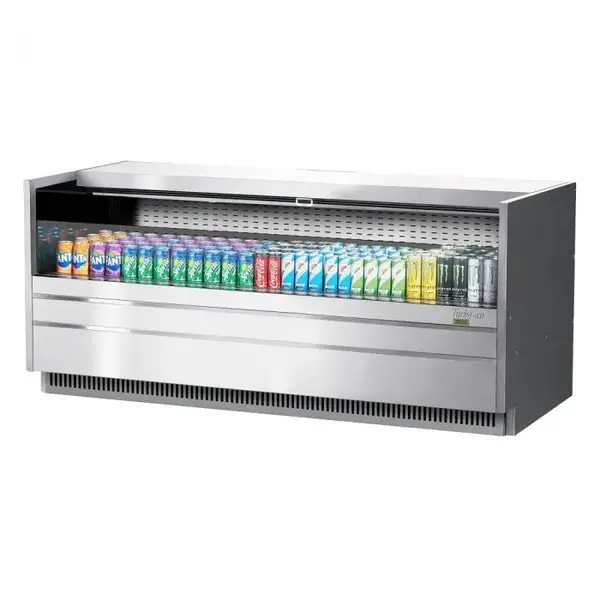 Turbo Air TOM-72UC-S-N 72-inch Low Profile Stainless Steel Open Display Merchandiser, Solid Side Panel