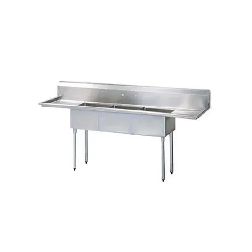 Turbo Air TSA-3-12-D1, 18 x 18 x 12-inch Three Compartment Sink, Stainless Steel