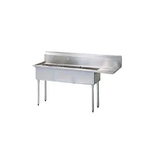 Turbo Air TSA-3-12-R1, 18 x 18 x 12-inch Three Compartment Sink, Stainless Steel