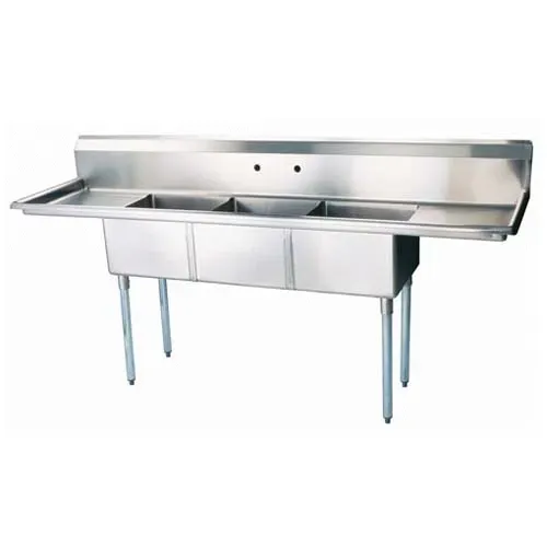 Turbo Air TSA-3-14-D1, 18 x 18 x 14-inch Three Compartment Sink, Stainless Steel