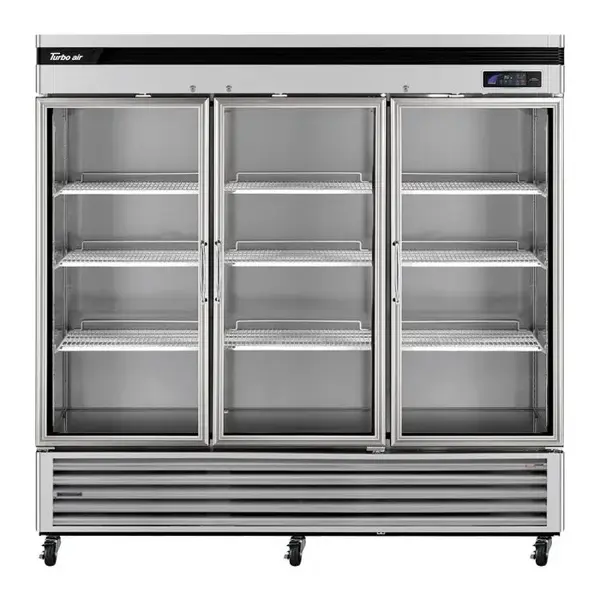 Turbo Air TSR-72GSD-N 3 Glass Door Reach-In Refrigerator, Bottom Mount