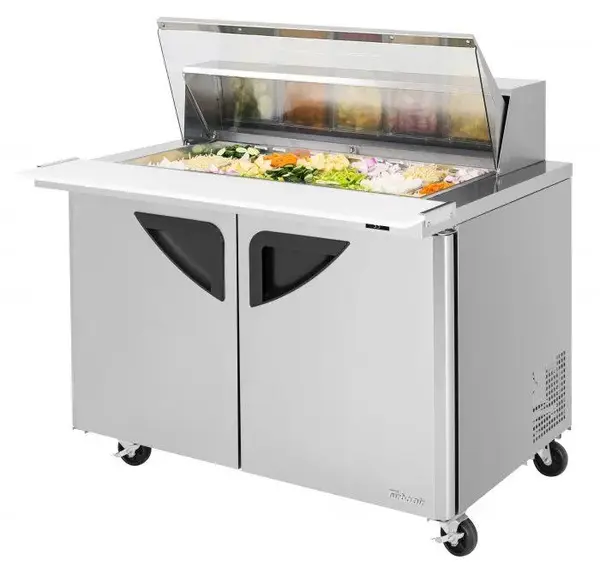 Turbo Air TST-48SD-18-N-CL, 2 Solid Door Mega Top Sandwich/Salad Unit, Clear Lid