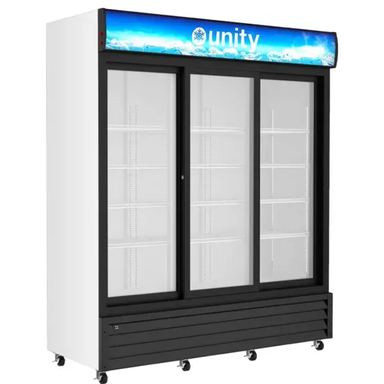 Unity U-GM3-S, 68-Inch Three Sliding Glass Door Merchandiser Refrigerator with LED Lighting