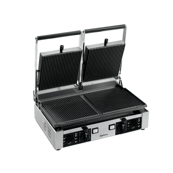 Univex PPress2R Double Cast Iron Ribbed Plate Panini Press