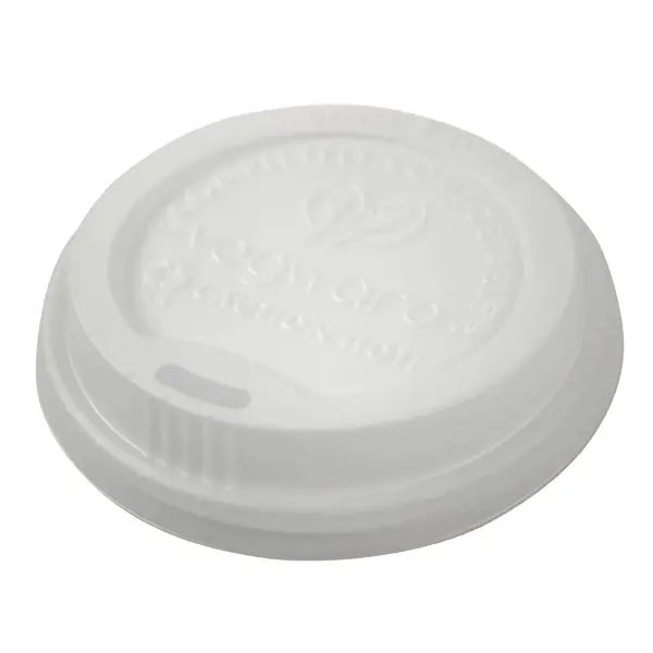 Vegware VLID89-A1, CPLA Hot Cup Lid (89mm Rim, Fits 10-20-Ounce Cup), 1000/CS, ASTM, BPI, Cedar Grove, OK Compost (Discontinued)