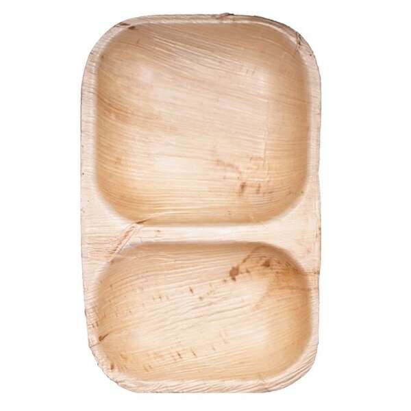 VerTerra 01-00-13P-X 6x11-inch Eco-Friendly 2-Compartment Palm Leaf Bowl, 25/PK