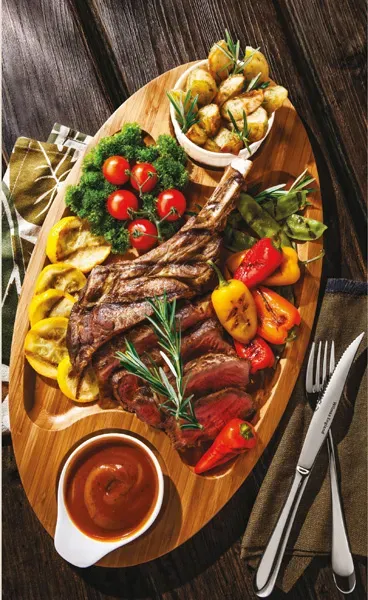 Wilmax WL-771039/A 14x8-Inch Wood Pattern 3-Section Food Serving Platter, 24/CS