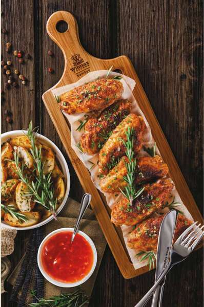 Wilmax WL-771133/A, 34.3x5.9-Inch Long Serving Bamboo Board With Handle, EA