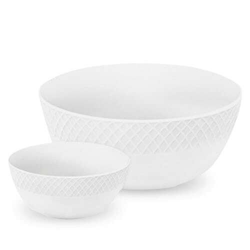 Wilmax WL-880104, 8-Inch White Porcelain Classic Serving Salad Bowl and 6 Small 5-Inch White Porcelain Salad Bowls, 8 Sets/CS (Discontinued)