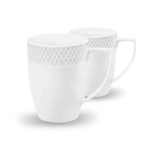 Wilmax WL-880108/2C, Two 12 oz. Julia Collection White Porcelain Tea Mugs in a Gift Box, 24 Sets/CS