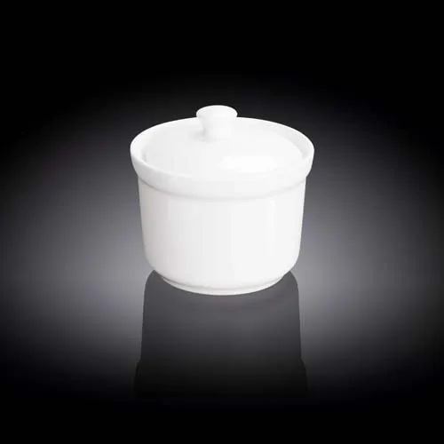 Wilmax WL-991183/A 8 Oz White Porcelain Soup Cup with Lid, 36/CS