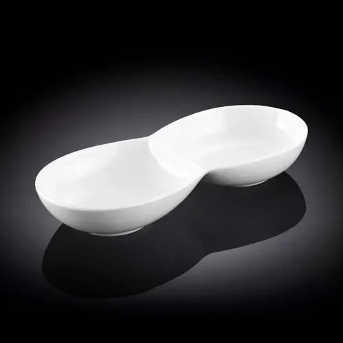 Wilmax WL-992487/A 9-Inch White Porcelain Divided Dish, 72/CS (Discontinued)