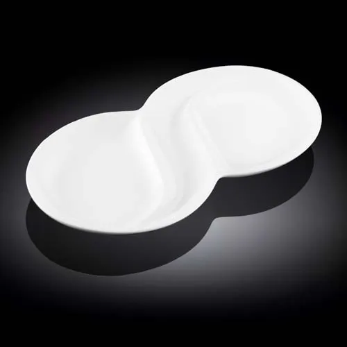 Wilmax WL-992488/A 12.5-Inch White Porcelain Divided Dish, 18/CS