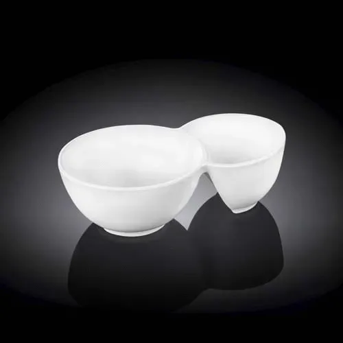 Wilmax WL-992570/A 7.5x4.5x2-Inch White Porcelain 2-Compartment Dish, 48/CS