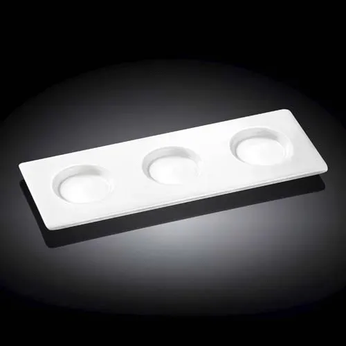 Wilmax WL-992591/A 10x3.5-Inch White Porcelain 3-Compartment Tray, 48/CS