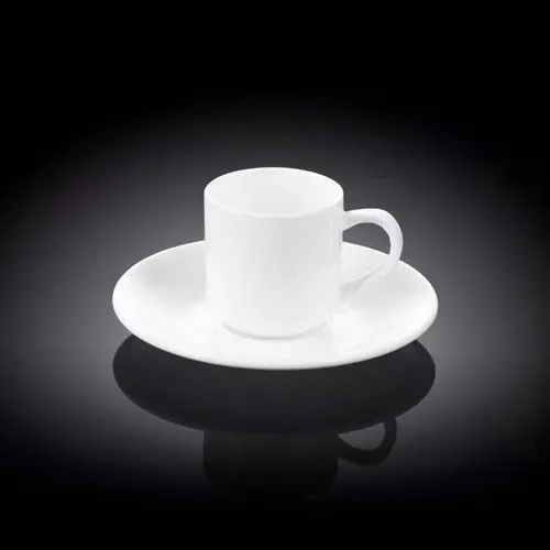 Wilmax WL-993007/AB 3 Oz White Porcelain Coffee Cup with Saucer, 48/CS