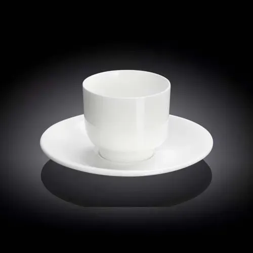 Wilmax WL-993021/AB 5 Oz White Porcelain Tea Cup with Saucer, 48 Sets/CS