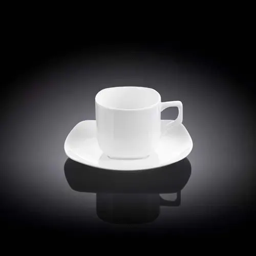 Wilmax WL-993041/AB 3 Oz Ilona White Porcelain Coffee Cup with Saucer, 48/CS