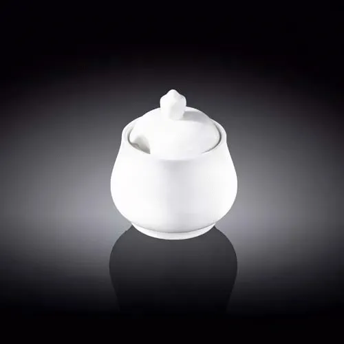 Wilmax WL-995019/1C 11 Oz White Porcelain Sugar Bowl with Lid in Color Box, 36/CS
