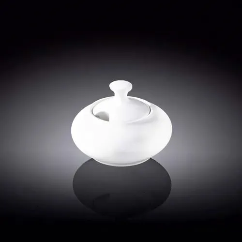 Wilmax WL-995021/A 8 Oz White Porcelain Sugar Bowl with Lid, 36/CS
