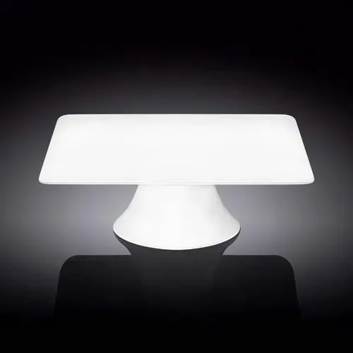 Wilmax WL-996133/A 12x12x3.5-Inch White Porcelain Cake Stand, 8/CS