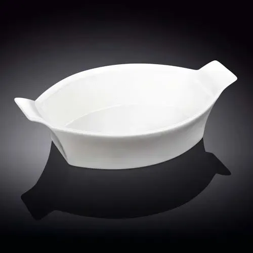 Wilmax WL-997009/A 8.5-Inch Oval White Porcelain Baking Dish, 36/CS