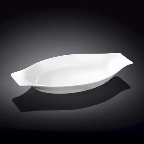 Wilmax WL-997011/A 10-Inch Oval White Porcelain Baking Dish, 18/CS