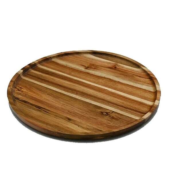 Wilmax ZG-660014, 14-Inch Acacia Wood Round Stackable Plate, 12/CS
