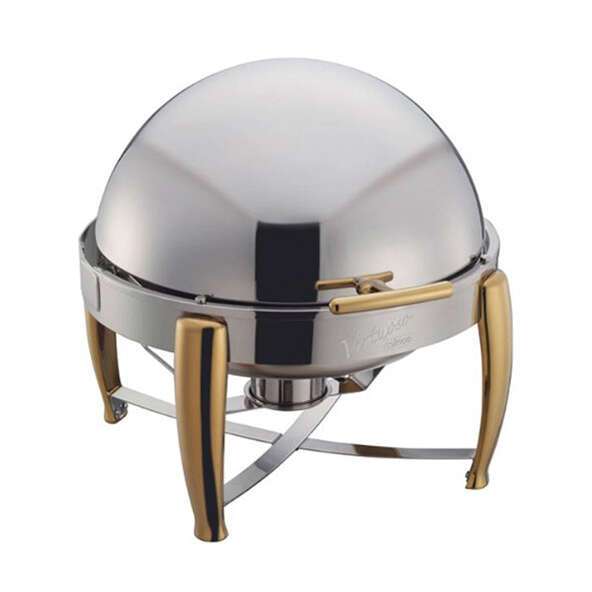 Winco 103A, 6-Quart Virtuoso Chafer, 1 Fuel Holder, Gold Accent