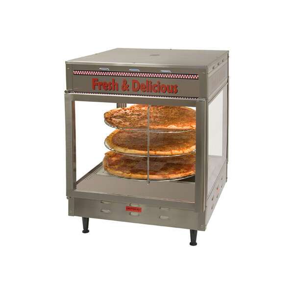 Winco 51018, 18-Inch Benchmark USA Countertop Humidified Rotating Pizza / Pretzel Warmer, 120V