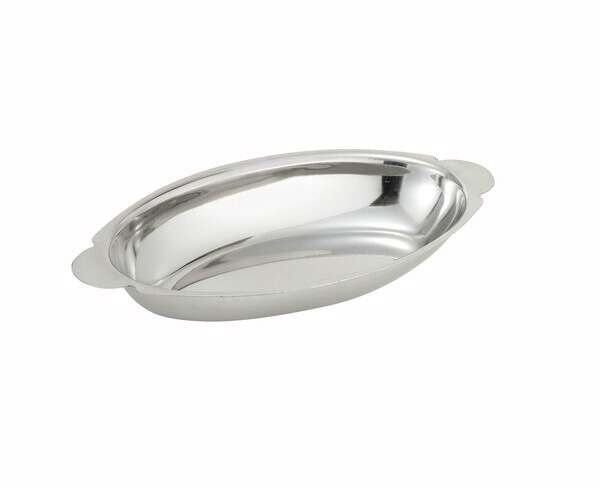- ADO-20, 20-Ounce Stainless Steel Oval Au Gratin Dish