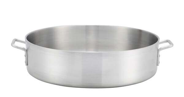 - ALBH-28, 28-Quart 5.3-Inch High Extra-Heavy Aluminum Brazier Pan with 20-Inch Diameter