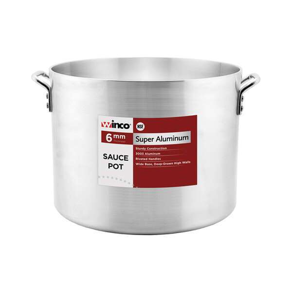 Winco AXHA-34, 34-Quart Aluminum Sauce Pot with 6-mm Super Aluminum Bottom, NSF (Discontinued)