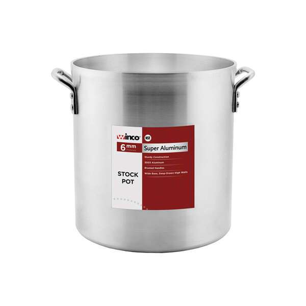 Winco AXHH-32, 32-Quart Super Aluminum Stock Pot with 6 mm,.25" Thick Reinforced Bottom, NSF (Discontinued)