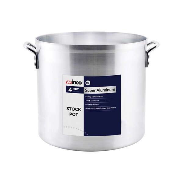 Winco AXS-60, 60-Quart Aluminum Stock Pot with 4 mm, 3/16" Thick Bottom, NSF (Discontinued)