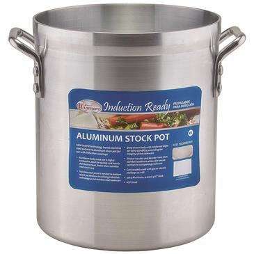 Winco AXSI-12, 12-Quart Induction Ready Aluminum Stock Pot with 4-mm Stainless Steel Bottom, NSF (Discontinued)