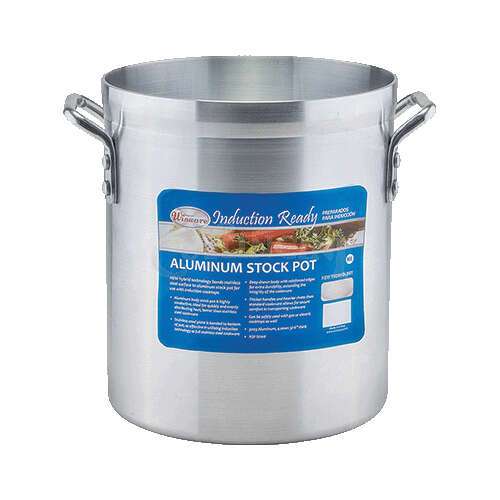 Winco AXSI-16, 16-Quart Induction Ready Aluminum Stock Pot with 4-mm Stainless Steel Bottom, NSF (Discontinued)
