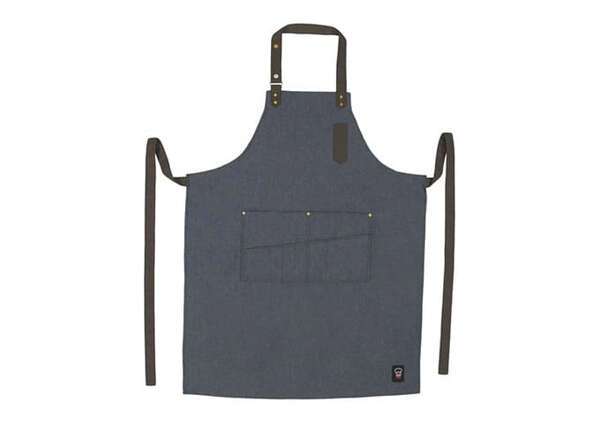 Winco BA-3327B 33.5x27-Inch Blue Mid-Weight Bib Apron with 8 Waist Pockets, EA