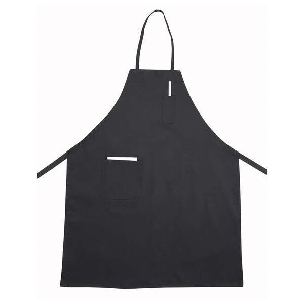 Winco BA-PBK, Full-Length Black Apron with Pockets