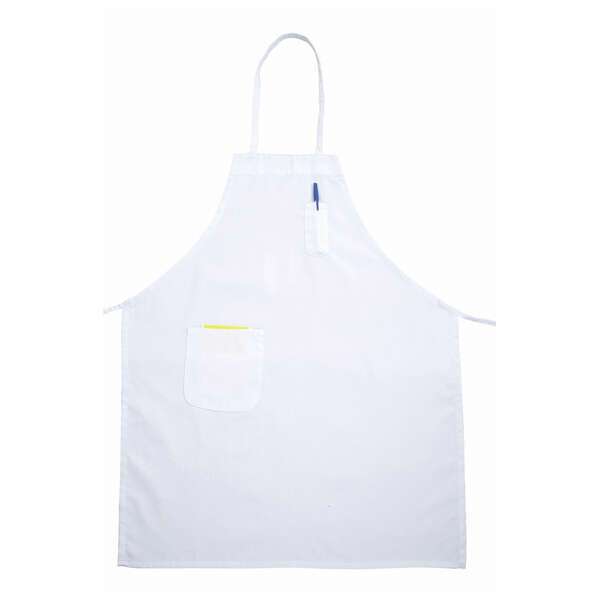 - BA-PWH, 31x26 Full-Length White Bib Apron with Pockets