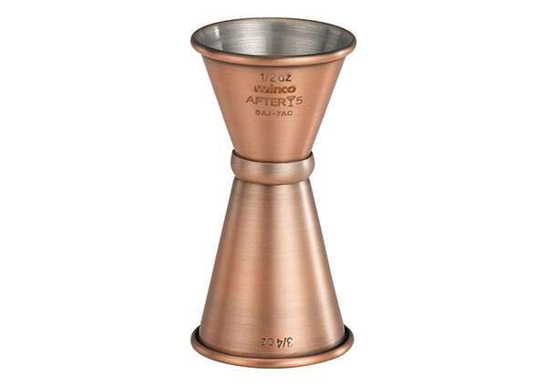 - BAJ-9AC, 1x2-Ounce Stainless Steel Jigger, Antique Copper Finish