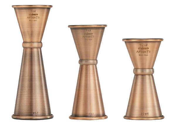 BAJ-9AC, 1x2-Ounce Stainless Steel Jigger, Antique Copper Finish