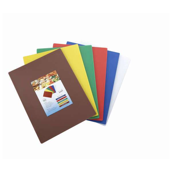 Winco CВЅT-1218, 12x18x0.5-Inch 6-Color Cutting Board Set, NSF