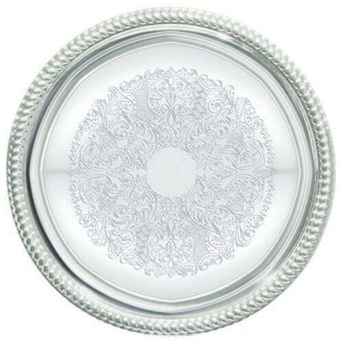 - CMT-14, 14-Inch Chrome Plated Round Serving Tray with Engraved Edge