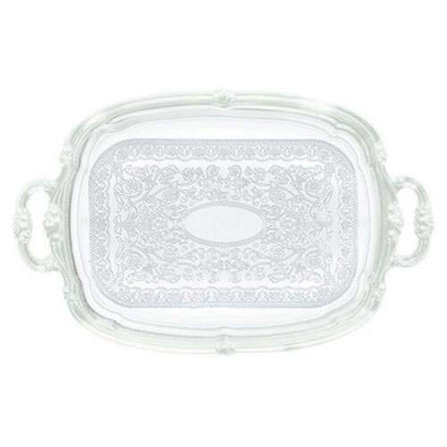- CMT-1912, 19.5x12.5-Inch Chrome Plated Rectangular Serving Tray w/Handle and Engraved Edge