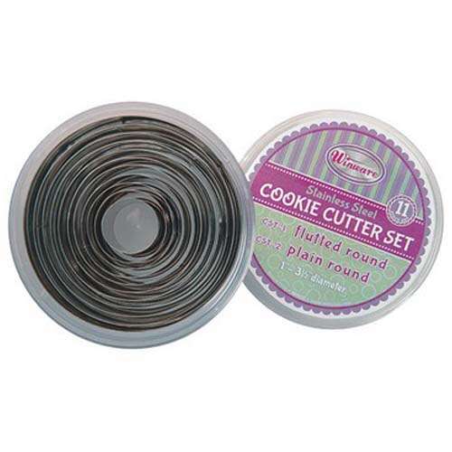 - CST-2, Plain Round Stainless Steel Cookie Cutters, 11-Piece Set, 1-Inch to 3.5-Inch Diameter