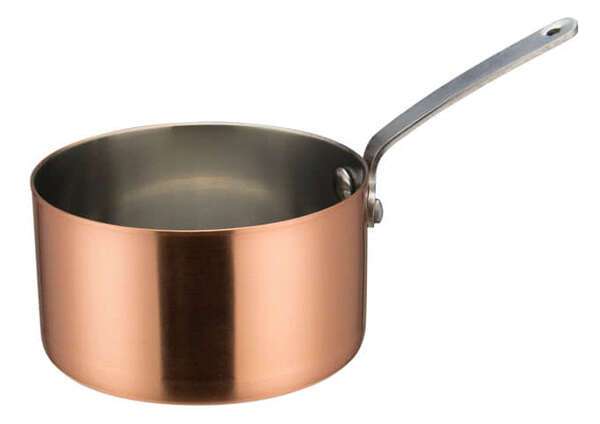 - DCWA-204C, 3.5-Inch Dia Stainless Steel Mini Sauce Pan with Long Handle, Copper Plated